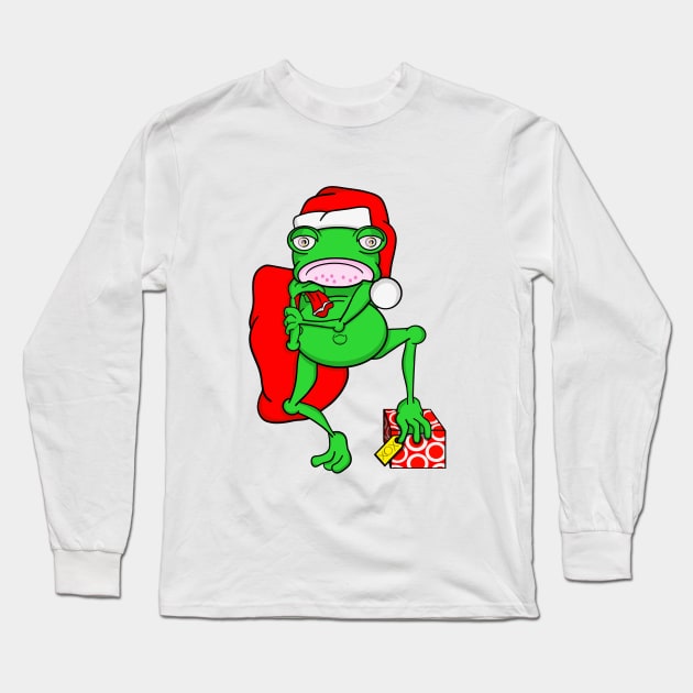 Merry Christmas Santa Frog Long Sleeve T-Shirt by mailboxdisco